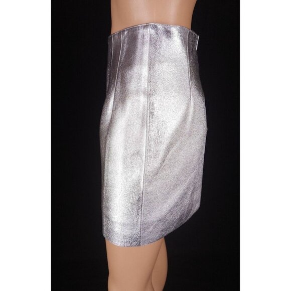 Corbo Boutique Silver Vegan Leather Mini Skirt Bespoke Size XS - Picture 4 of 6